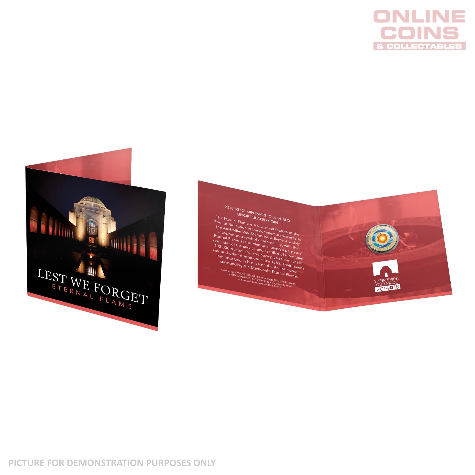 2018 $2 AlBr C Mintmark Uncirculated Carded Coin - Lest We Forget - Eternal Flame